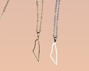 Collar colgante chapado en oro con el pequeño mapa de Palestina