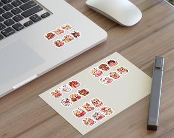Hoja de pegatinas de cachorros kawaii para San Valentín / Calcomanías de emojis de perros