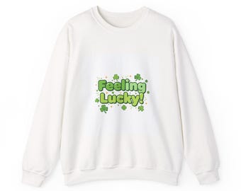Sudadera con la frase "Sintiendo suerte" / diseño de energía de la suerte, ambiente verde de la suerte
