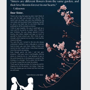 Tribute to a Sister - Herzliches Gedenkbrief Download von einer Schwester