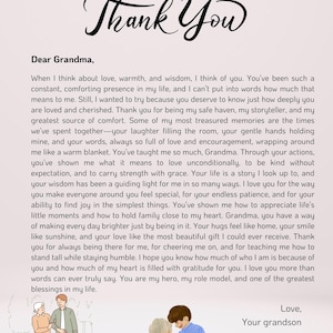 Carta de agradecimiento sincera para la abuela de parte de un nieto devoto (PDF imprimible)