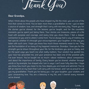 Carta de agradecimiento sincera para el abuelo de parte de un nieto devoto (PDF imprimible)
