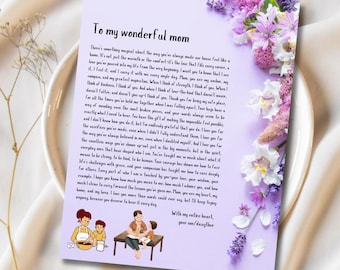 Plantilla de carta para mamá: plantilla editable de Canva / recuerdo imprimible