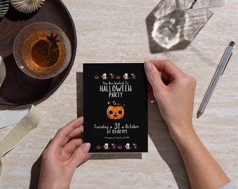 Plantilla de invitación de Halloween editable / Invitación de Canva para fiesta espeluznante / Descarga digital