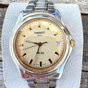 美品 メンズ　TISSOT ティソ PR50 J176/276K QZ 稼働品 Tissot 1853 PR 50 Quartz J176/276K White Dial Two Tone