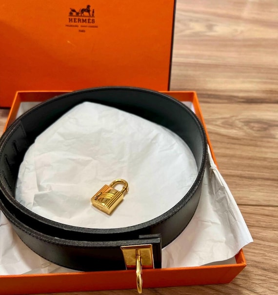 Vintage Hermès Black Leather Belt with 1998 “Année de l’Arbre” Cadena Lock  – Collectible Rare