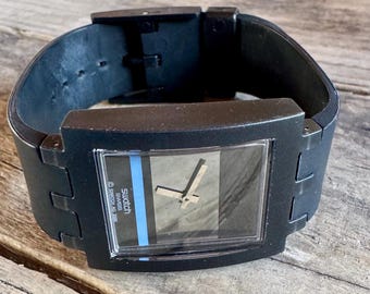 Zeldzaam Swatch Square-horloge Blue Town SUAG 102 - verzamelitem