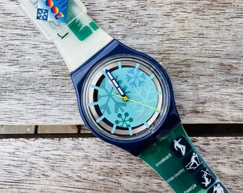 Swatch “Fiocco” SKN102 Winter Theme Watch Very Good Condition new battery