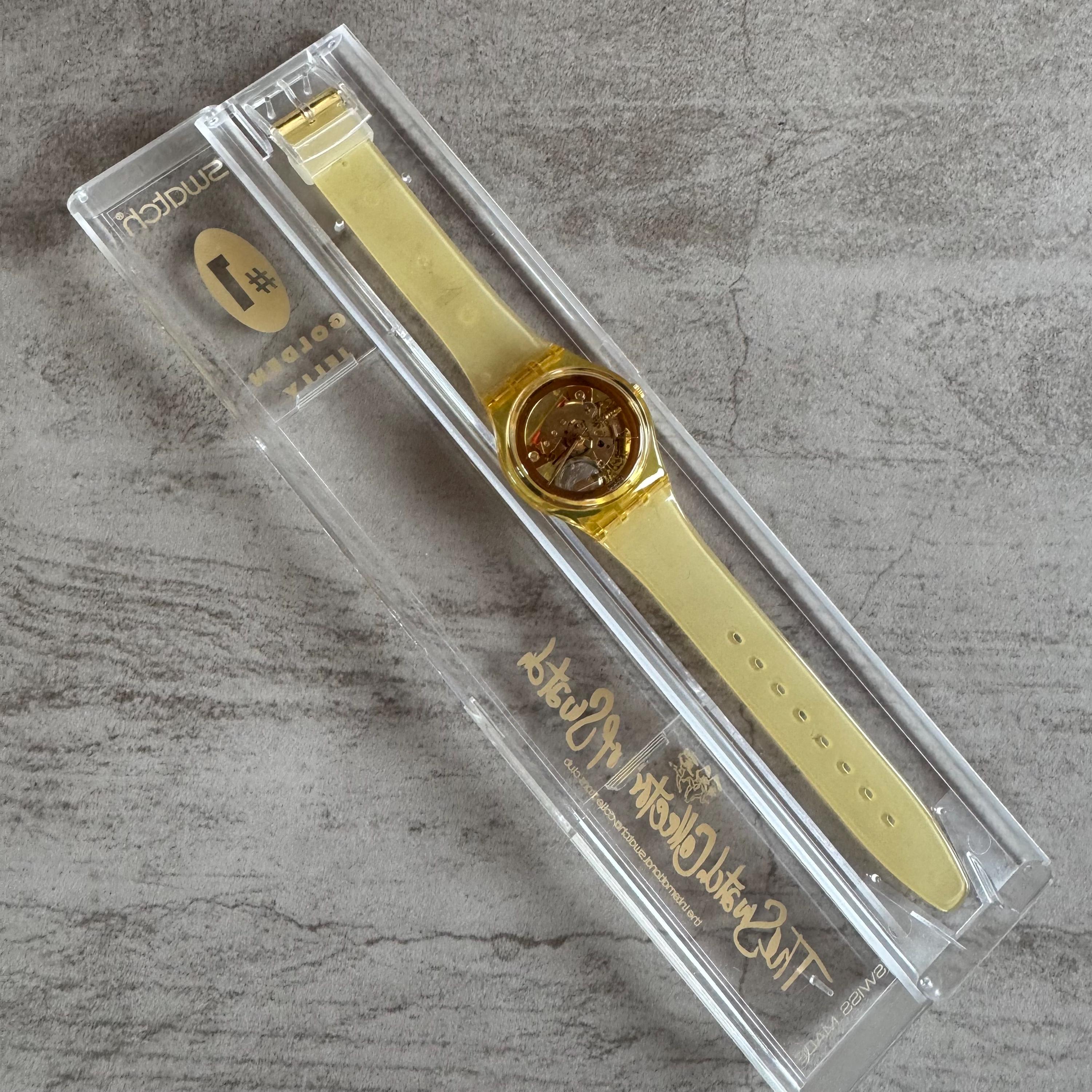 初代 swatch skin ゴールドジェリースキン Vintage Iconic Swatch Watch GOLDEN JELLY Transparent Dial - Club