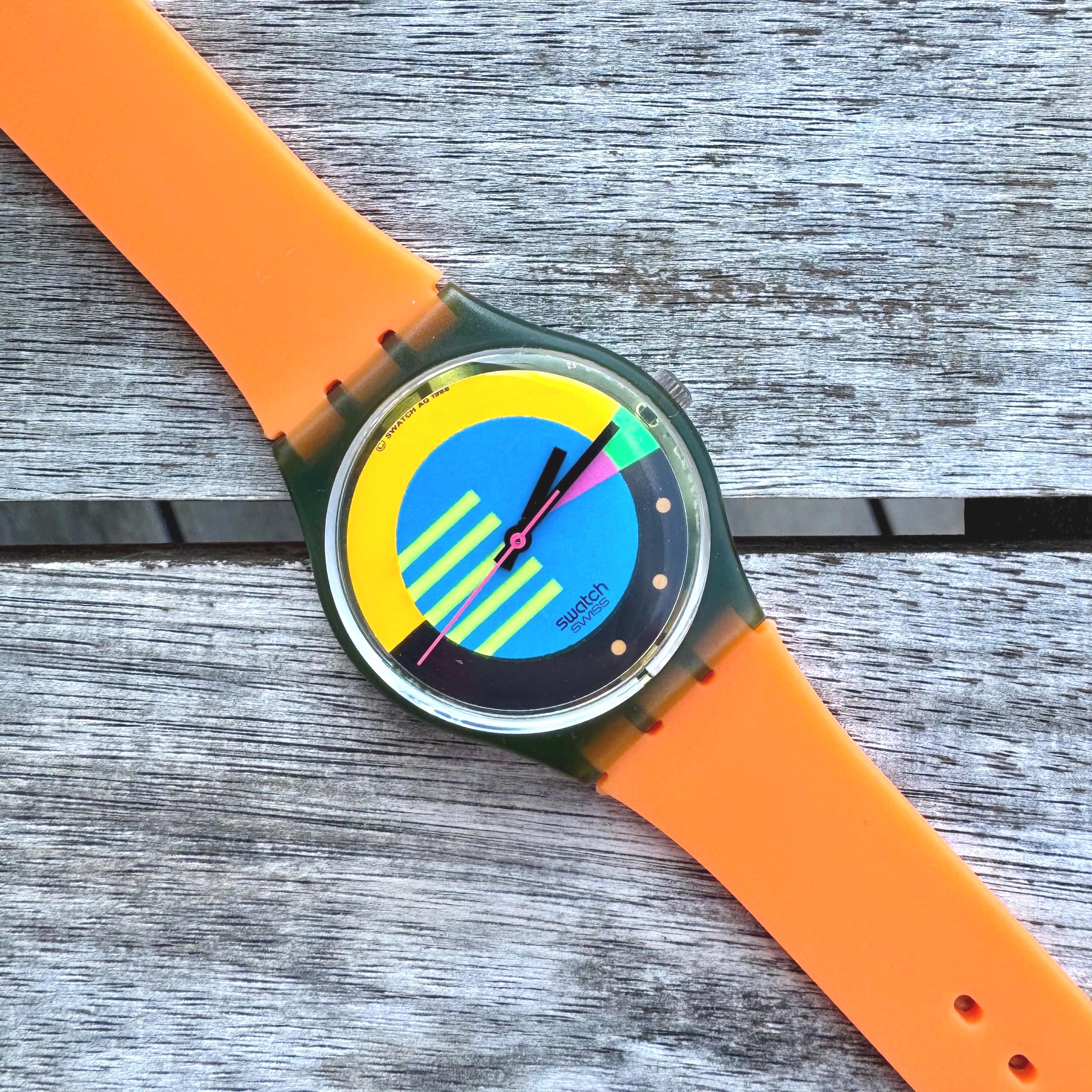 Swatch Swiss Pangasius Orange Blue Green Colorblock Watch New Battery Working Brand new, not working. I am new to watches so I need help  main image 3