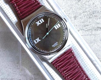 Elegante Swatch Armbanduhr PINK 521 Lederarmband - Neu in Box