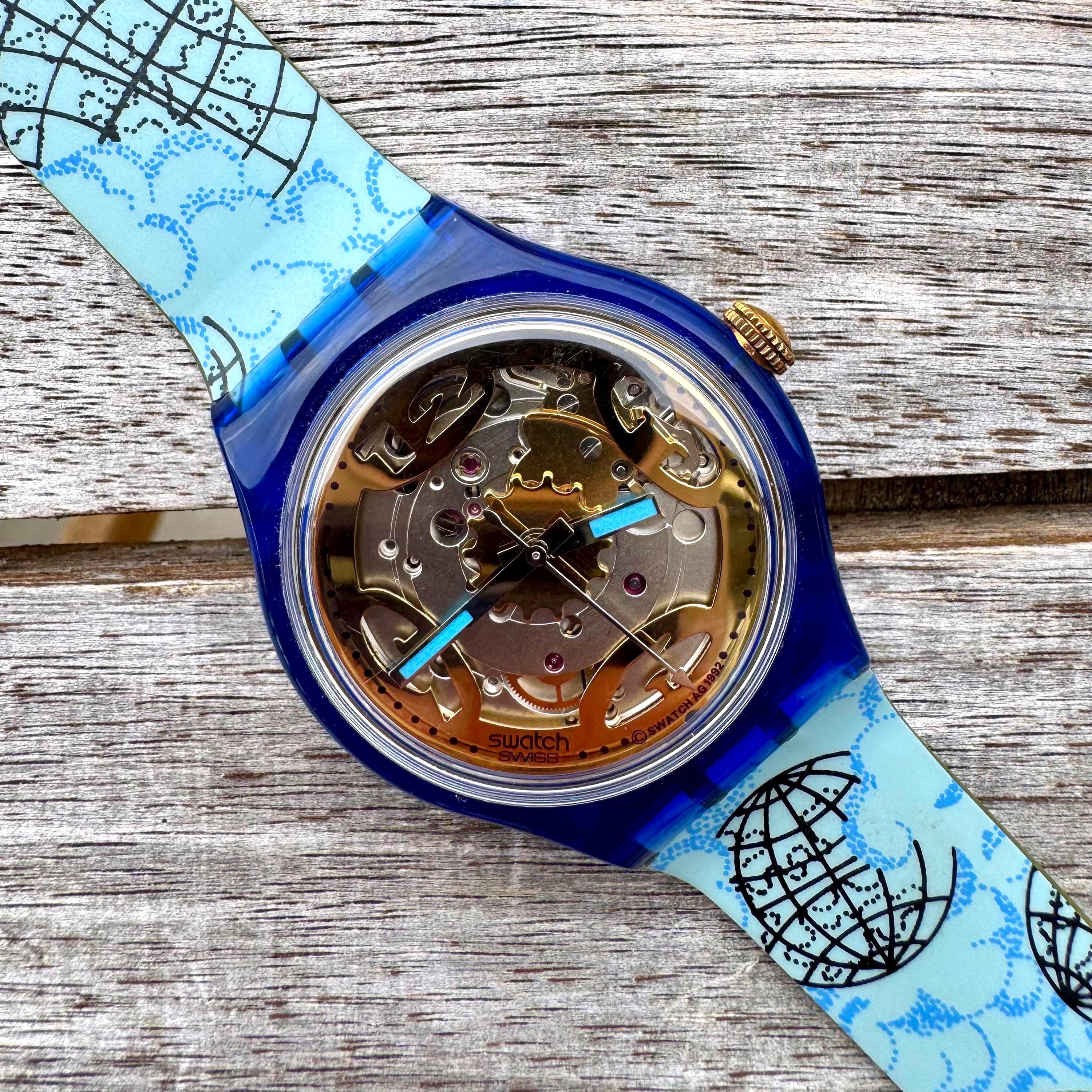 Vintage Swatch Mappamondo Automatic Skeleton Watch - Good 