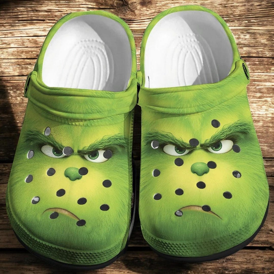 Grinch Clogs Face Grinch Cunning Clogs Shoes, Custom Grinch Christmas Crocs Clogs ...