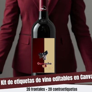 Editable Wine Label Templates in Canva | Complete Kit — Front Label + Back Label