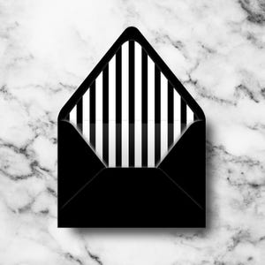 Black & White Stripes Printable Envelope Liner, Dark Gothic, Euro Flap A7 A6 A2 A1, 5 and 6.5 SQ, Classic Wedding Envelope Liner Insert
