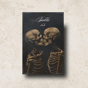 Bis der Tod uns scheidet | Hochzeit Tischnummer Karten, Gothic Goth Halloween Dark Moody Skeleton Forever Isn't Long Enough Tischnummern, Bearbeiten