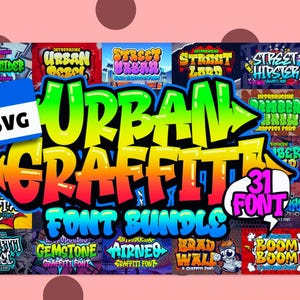 Pacote de fontes Urban Graffiti, pacote de fontes SVG para casamento, fontes manuscritas