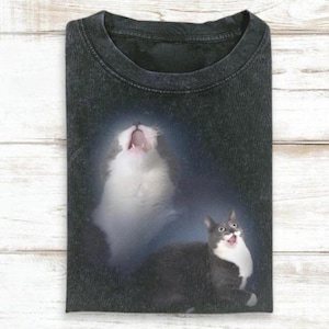 Funny Cat Shocked Face Shirt: Vintage Meme, Gen Z Humor