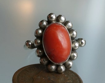 Mediterranean Coral 800 Silver Ring