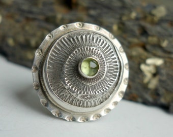 Spiral Shell Sterling Peridot Ring