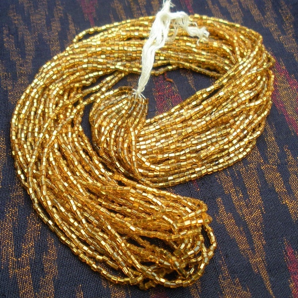 Vintage Glass Seed Beads Glittery Gold