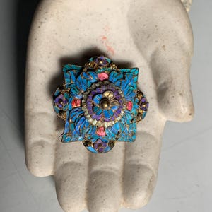 Chinese Kingfisher Feather Antique Brooch