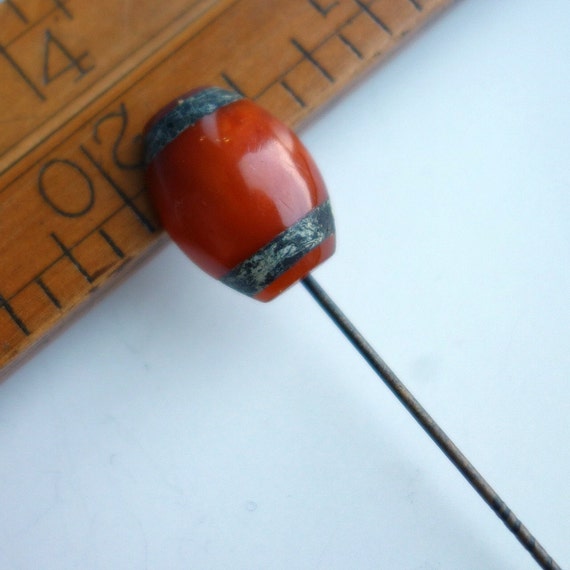 Antique Butterscotch Amber Carved Stick Pin - image 4