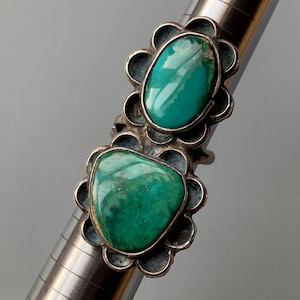 Big Turquoise Sterling Vintage Ring Size 3