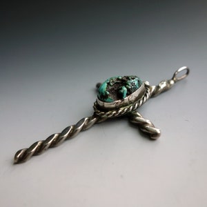 Native American Sea Foam Turquoise Sterling Silver Cross Pendant image 2