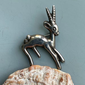 Vintage Deer Pin Sterling Mexico