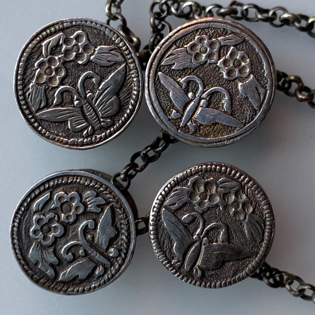 Sterling Silver Shirt Buttons Chain Antique - Etsy