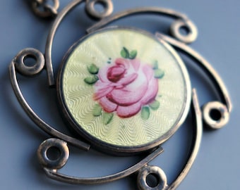 Enamel Rose Pendant Pin