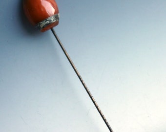 Antique Butterscotch Amber Carved Stick Pin