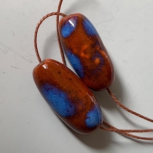Ceramic Handmade Bead Pair