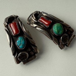 Turquoise Coral Sterling Watch Band Tips