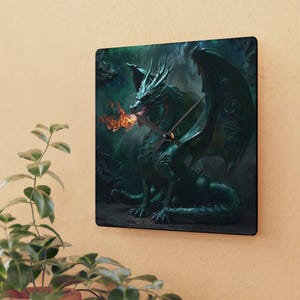 clock, Wall Clock Fantasy Dragon Acrylic Wall Clock, Dragon Art Decor, Wall Art for Gamers, Unique Gift for Fantasy Lovers, Home Decor