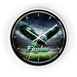 Clock Eagles-Themed Wall Clock | Perfect for Sports Fans, Game Day Decor, Unique Gift for NFL Lovers, Football Enthusiast, Sport dens