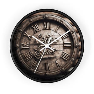 Rustic Coffee Time Wall Clock - Vintage Decor for Coffee Lovers, Kitchen Wall Art, Gift for Home, Coffee Shop Decor, Rustic Home Decor