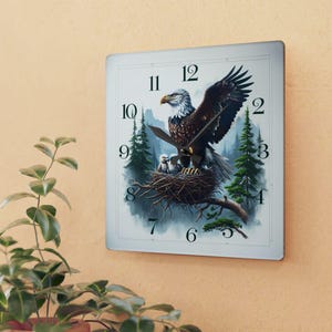 Clock wall clock Eagle Acrylic Wall Clock, Wildlife Home Decor, Nature Lover Gift, Wall Art, Great for Bird Enthusiasts Personalize it
