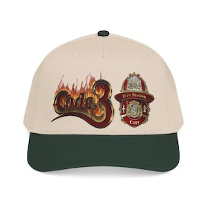 Code 3 Firefighter Emergency code printed Emblem Baseball Cap, Fire Station Badge, Flames image 2