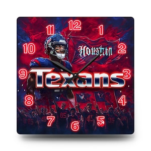 Wall clock Houston Texans Acrylic Wall Clock - NFL Decor, Sports Fans Gift, Game Day Wall Art, Office or Home Decor, Unique Gift Idea