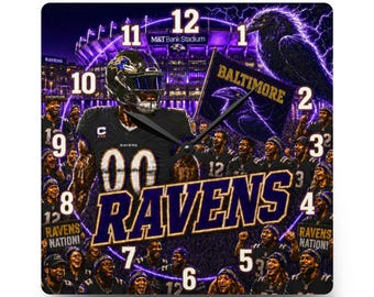 Baltimore Ravens spirit fan Acrylic Wall Clock, Football Team Decor