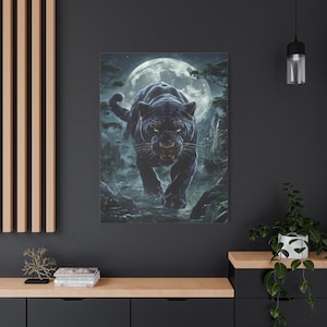 Fierce Jungle Panther Wandkunst - Wilde Tiere Leinwand, Wohnkultur, Panther Malerei, Geschenk für Tierliebhaber, Natur Kunst