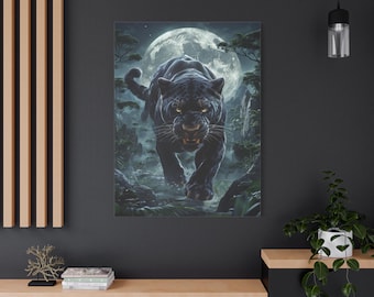 Jungle Panther Canvas Art – Fierce Feline, Nature Home Decor