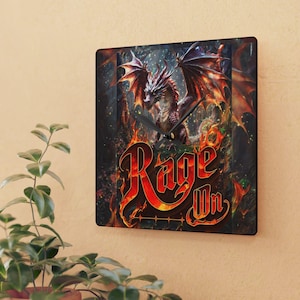Clock Wall clock Fantasy Dragon Acrylic Wall Clock, Unique Home Decor, Rage On Design, Gift for Gamers, Kids Room, Fantasy Lovers, Wall Art