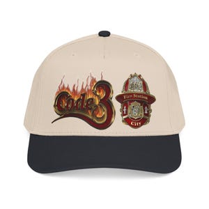 Code 3 Firefighter Emergency code printed Emblem Baseball Cap, Fire Station Badge, Flames image 17
