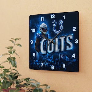 Indianapolis Colts Acrylic Wall Clock, Sports Decor, Man Cave Decor, NFL Gift, Team Spirit Decoration, Game Day Clock