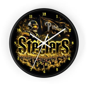 Wall clock Pittsburgh Steelers Wall Clock, Sports Decor, NFL Fan Gift, Game Day Timepiece, Black & Gold Team Clock