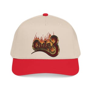 Baseballkappe mit Flammenmuster und Notfallcode 3 | Retro-Feuerlogo