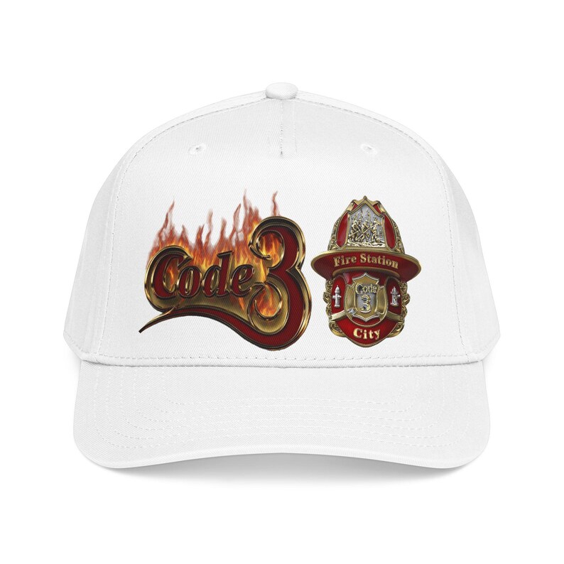 Code 3 Firefighter Emergency code printed Emblem Baseball Cap, Fire Station Badge, Flames image 11